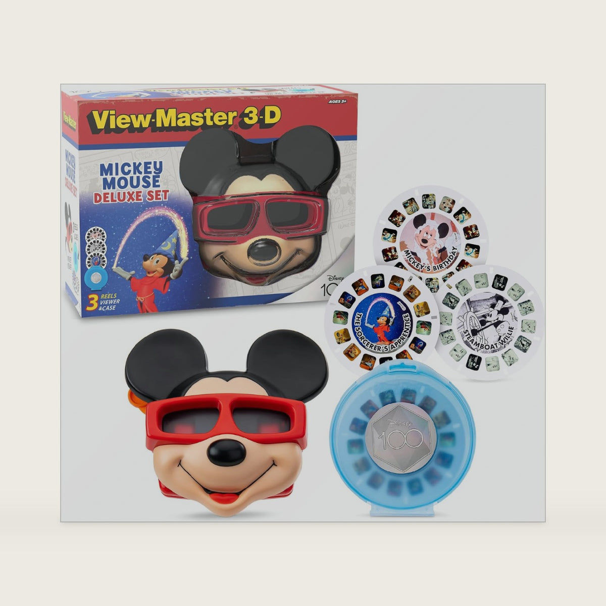 View-Master Mickey Mouse Deluxe Set, Disney 100 Edition - STEM, Retro, Fun Learning Toy for Kids and Adults, Toddlers, Ages 3+
