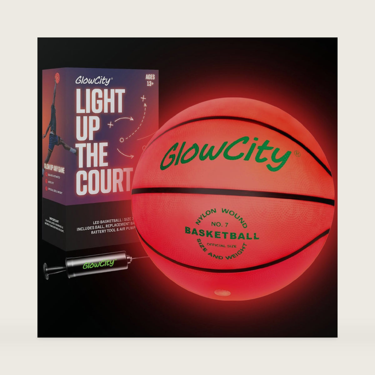 GlowCity Glow in The Dark Basketball - Size 5, 6, 7 Light Up Ball for Kids, Teens & Adults - Night Outdoor Games - Sports Birthday Gifts Ideas for Boys Ages 6 7 8 9 10 11 12 13 14 15