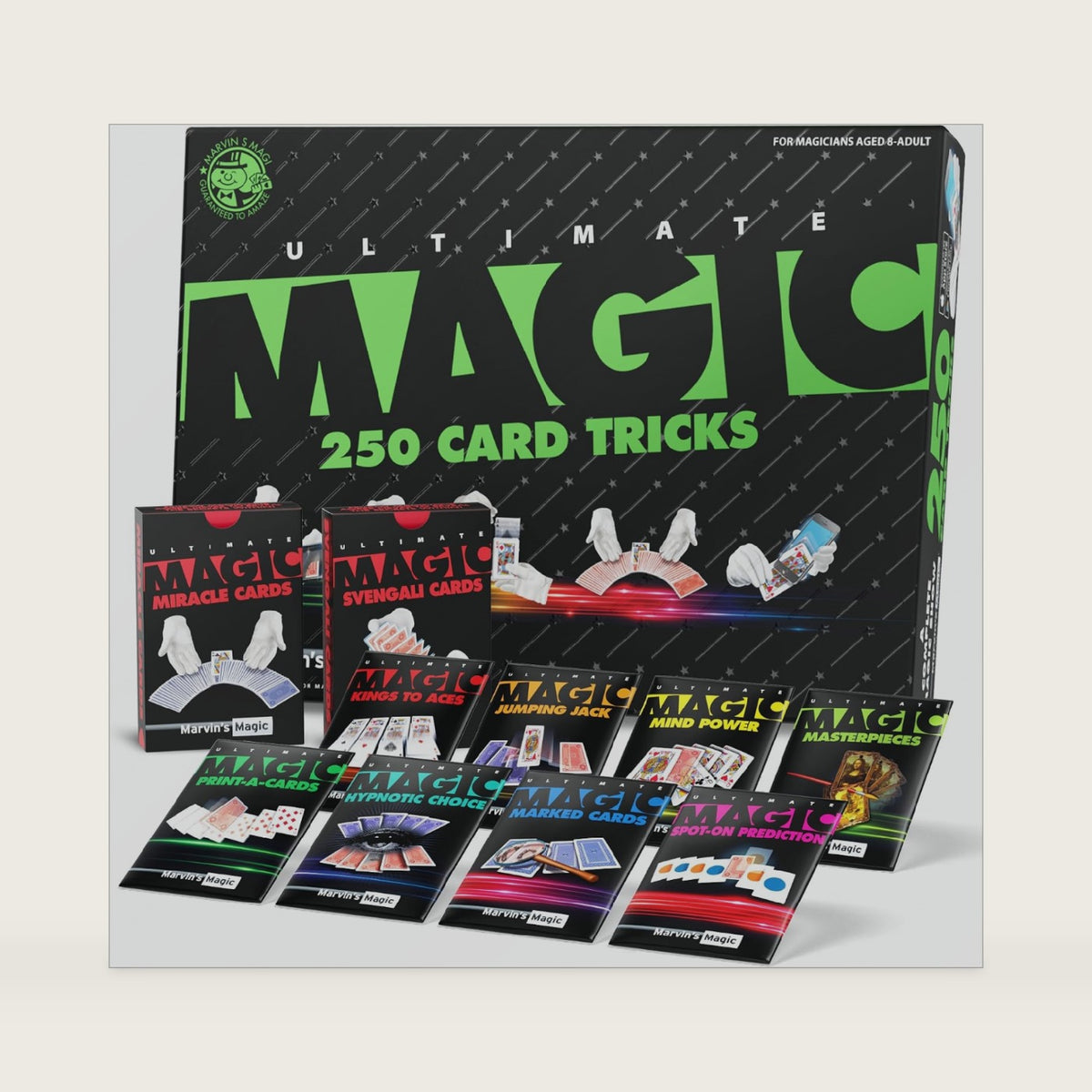 Marvin's Ultimate Magic 250 Card Tricks - Svengali & Miracle Cards, Ages 8+