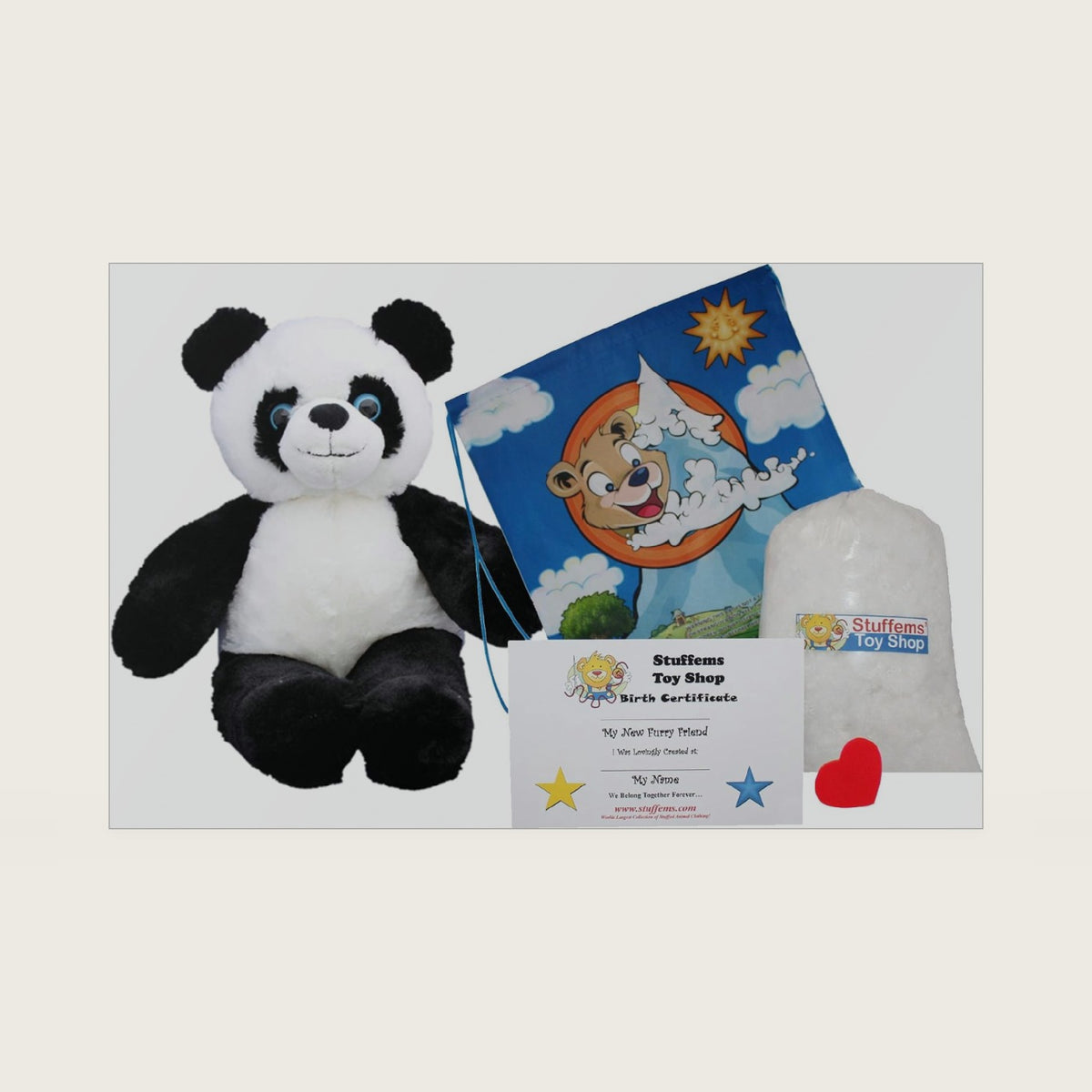 Make Your Own Stuffed Animal Panda 16" - No Sew - Kit With Cute Backpack!