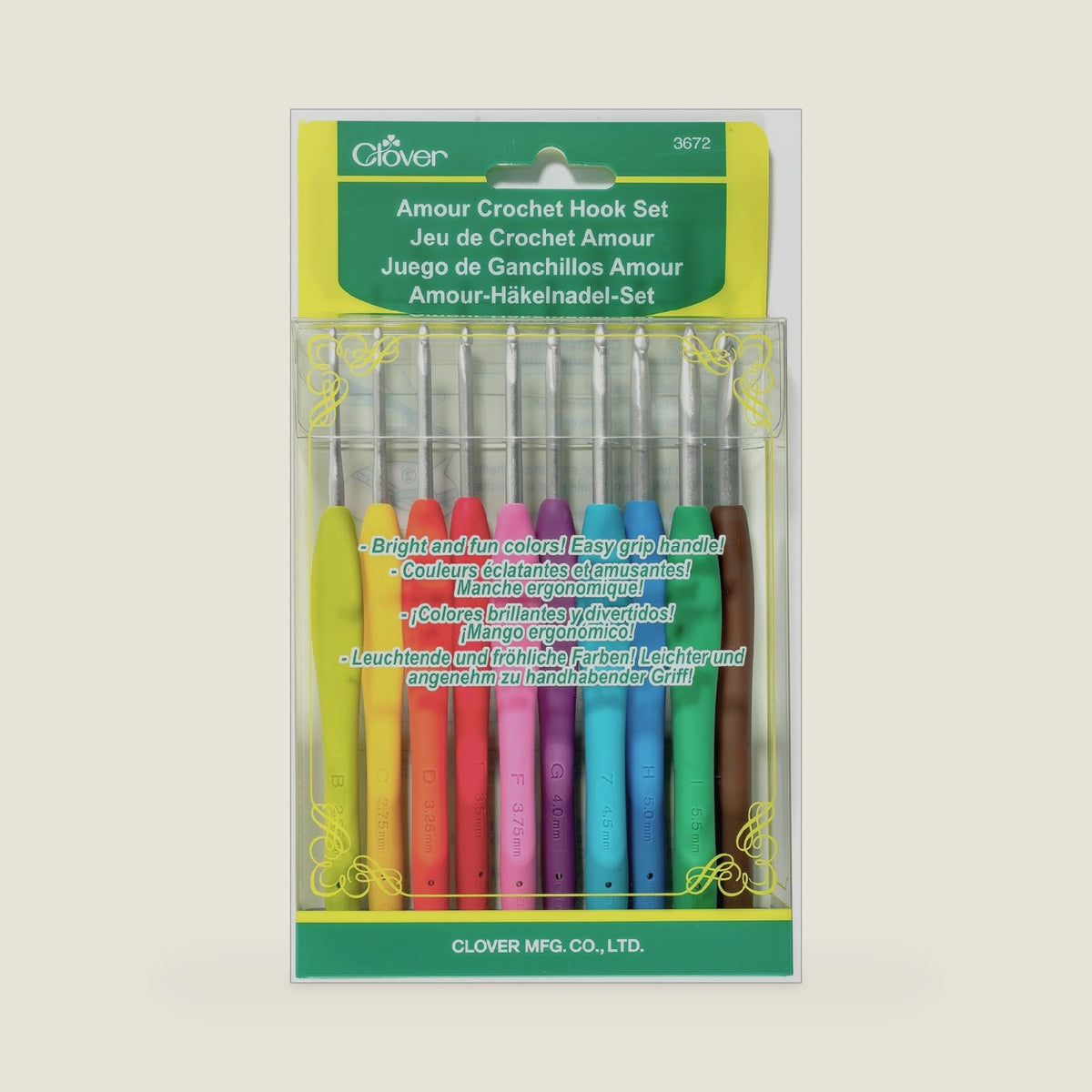 Clover 3672 Amour Crochet Hook Set, 10 sizes