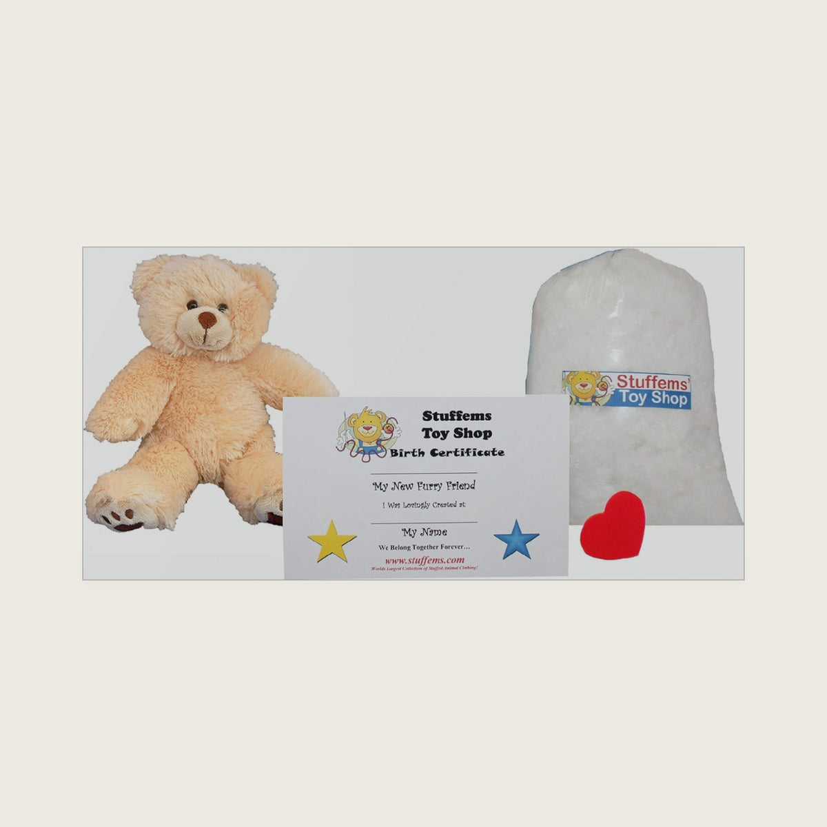 Stuffems Toy Shop Make Your Own Stuffed Animal Mini 8 Inch Furry Brown Teddy Bear Kit - No Sewing Required!
