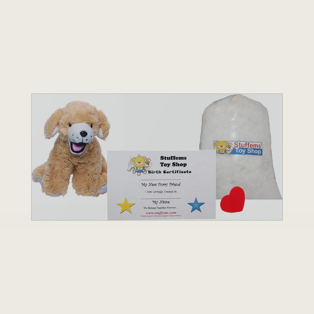 Stuffems Toy Shop Make Your Own Stuffed Animal Mini 8 Inch Goldie The Labrador Retreiver Kit - No Sewing Required!