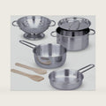 Melissa & Doug Stainless Steel Pots & Pans, 8 Piece Play Kitchen Set, Premium Play Kitchen Accessories & Cooking Utensils, Preschool Toys for Kids 3+