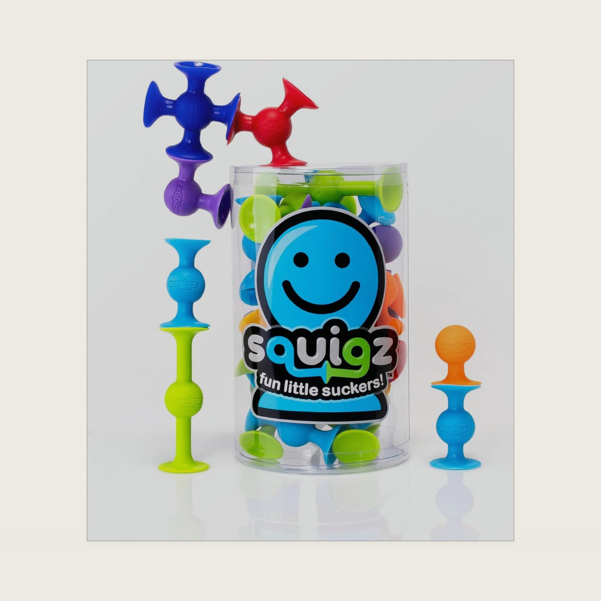 Fat Brain Toys Squigz Starter Set, 24 Piece Suction Bath Toys, Sensory Toys for Kids 3 and Up