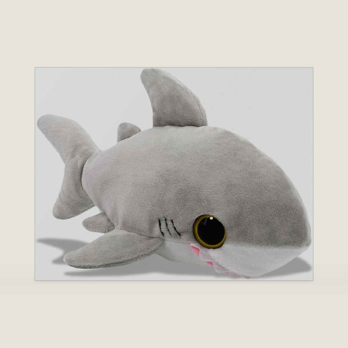 Puzzled Plush Shark Stuffed Animal - Soft Huggable Big Eyes Grey Shark, Adorable Playtime Shark Plush Toy, Cute Sea Life Cuddle Gifts, Soft Plush Doll Animal Toy for Kids & Adults - 6 Inch