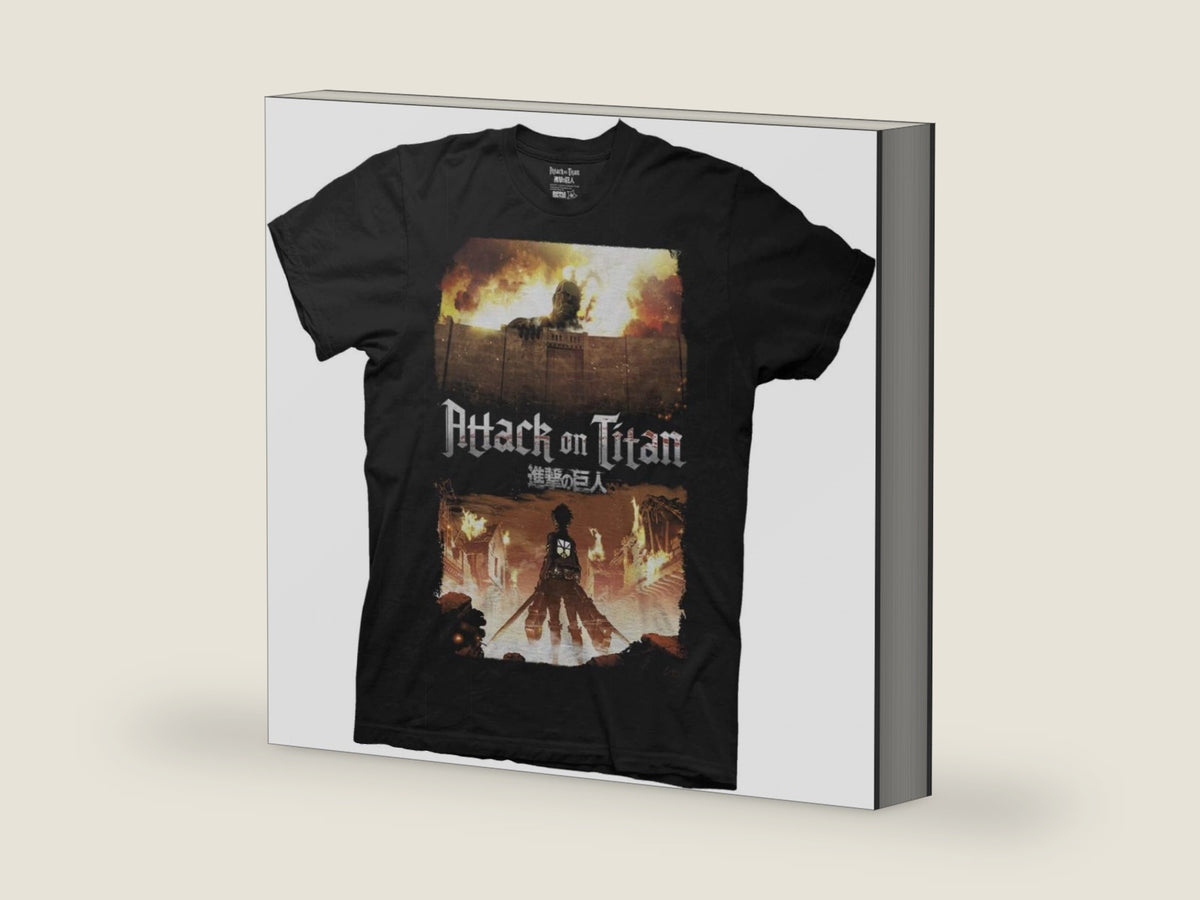 Attack on Titan Men's Short Sleeve T-Shirt Poster Cover Art Season One Anime Crew Neck Officially Licensed
