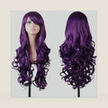 EmaxDesign Wigs 32 inch Wavy Curly Cosplay Wig With Wig Cap and Comb (Dark Purple)