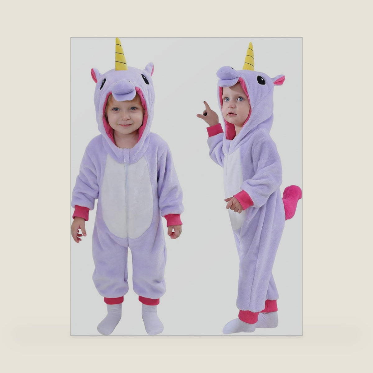 TONWHAR Infants & Toddlers Animal Costume for Halloween & Playwear - Dinosaur Tiger Hooded Romper Jumpsuit for Baby Boy Girl