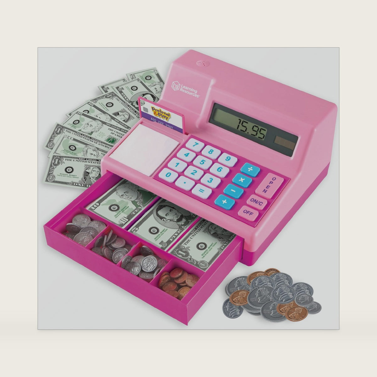 Learning Resources Pretend & Play Calculator Register Toy, Pink