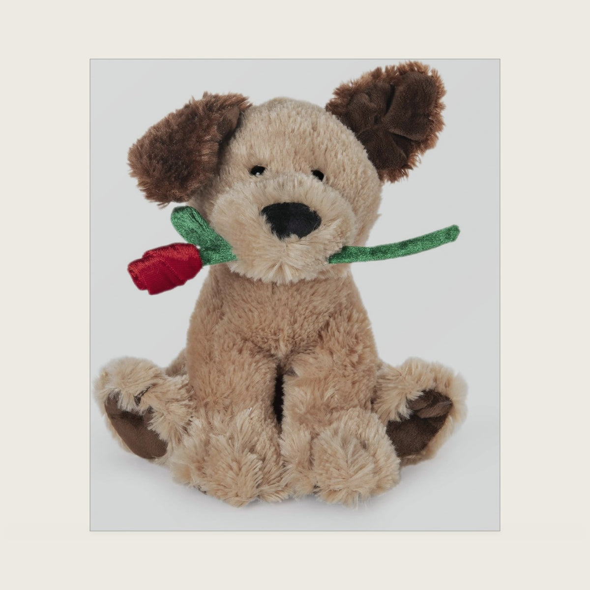 Deangelo Valentine's Day Dog Holding Red Rose Stuffed Animal Plush
