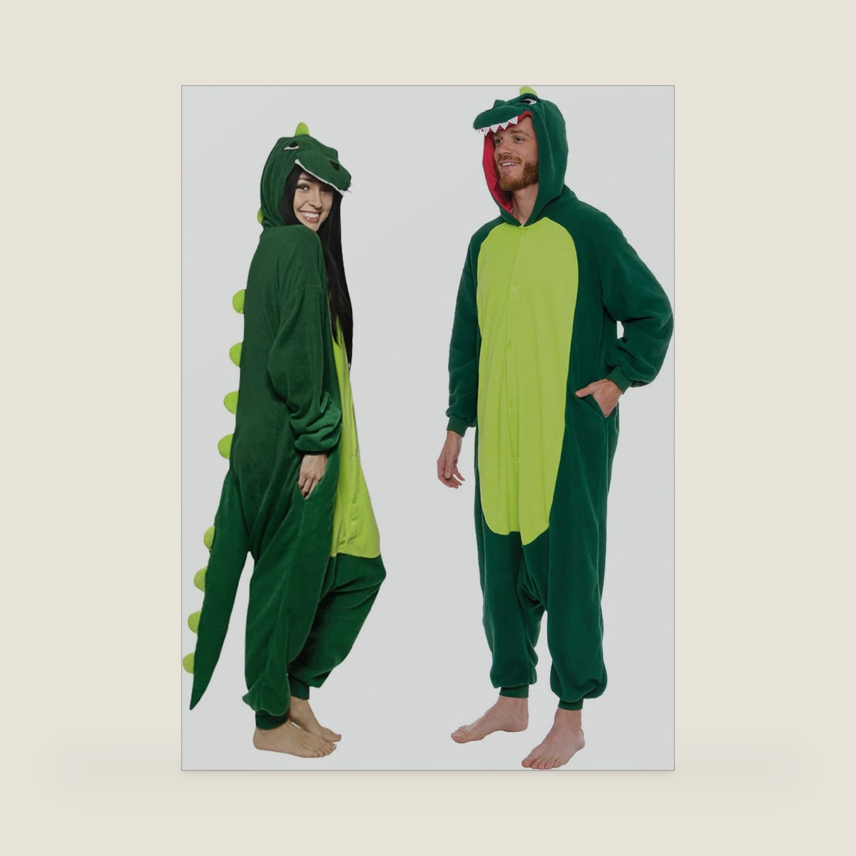 Funziez! Dinosaur Adult Onesie - T-Rex Halloween Costume - Plush Dino One Piece Cosplay Suit for Adults, Women and Men