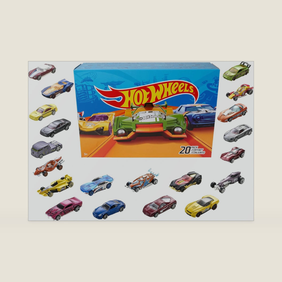 Hot Wheels Toy Cars & Trucks 20-Pack, Set of 20 1:64 Scale Vehicles for Play or Display, Instant Collection (Styles May Vary)