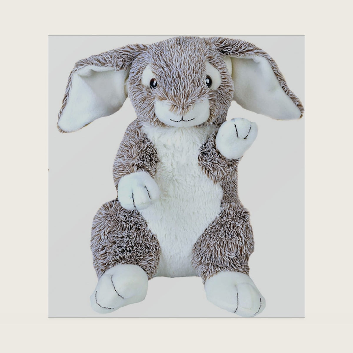 Stuffems Toy Shop Record Your Own Plush 16 inch Gray & White Rabbit - Ready to Love in A Few Easy Steps