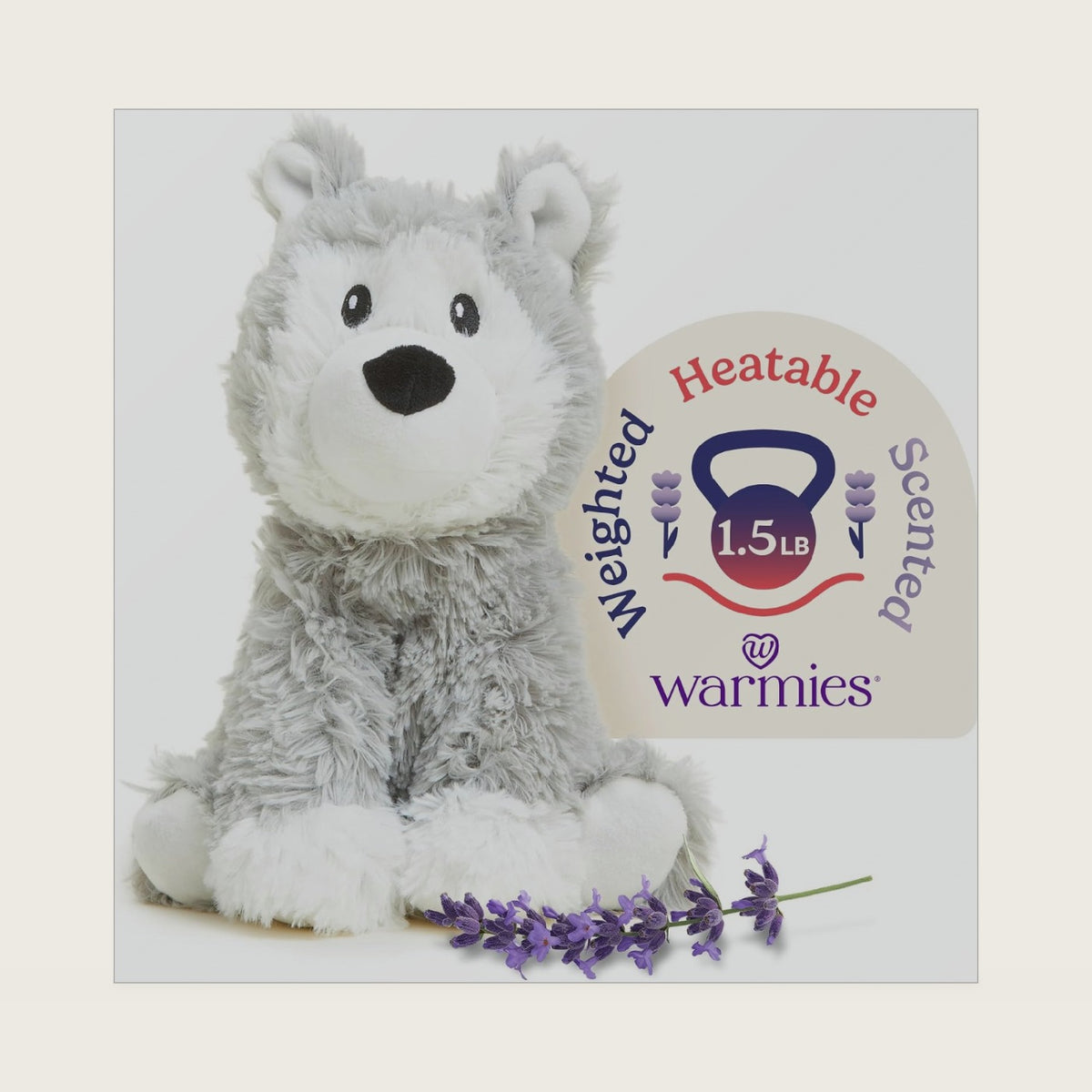 warmies Microwavable & Stuffed Animals, Husky - Heated Stuffed Animal Plushie for Warmth & Comfort - Cute Soft Plush Toys for Adults & Children (Boys, Girls, Babies & Toddlers)