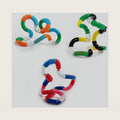 Tangle Jr. Brain Tools Textured Sensory Fidget Toy, 3 Pack, Green Yellow Black, Blue Orange Green, Red Pink Blue