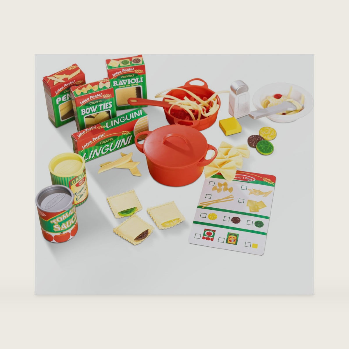 Melissa & Doug Prepare & Serve Pasta Set with Toy Food & Kids Play Kitchen Accessories, Montessori-Inspired Preschool Learning Toys for Girls & Boys 3+