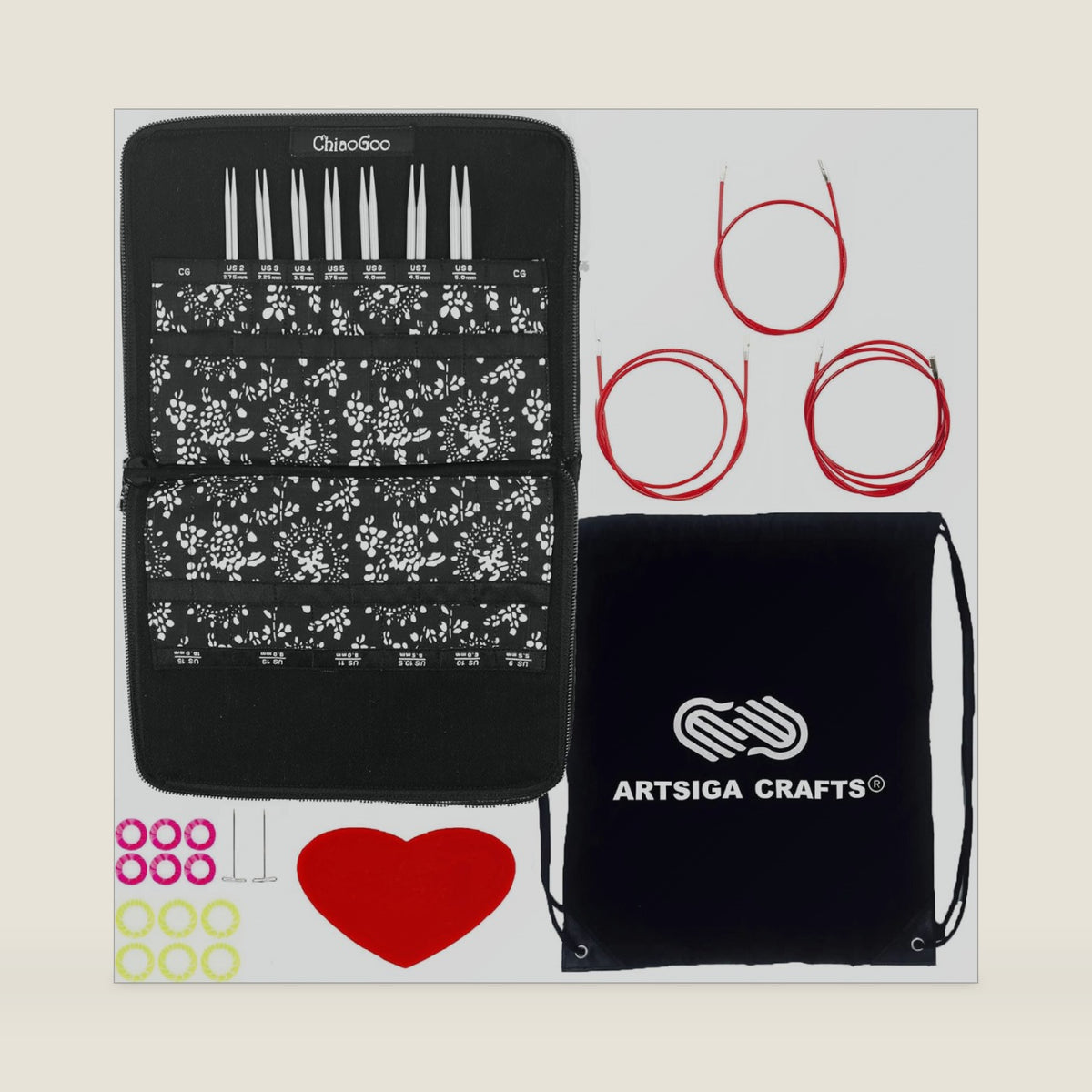 ChiaoGoo Twist Red Lace 5-inch Small 7500-S Interchangeable Set