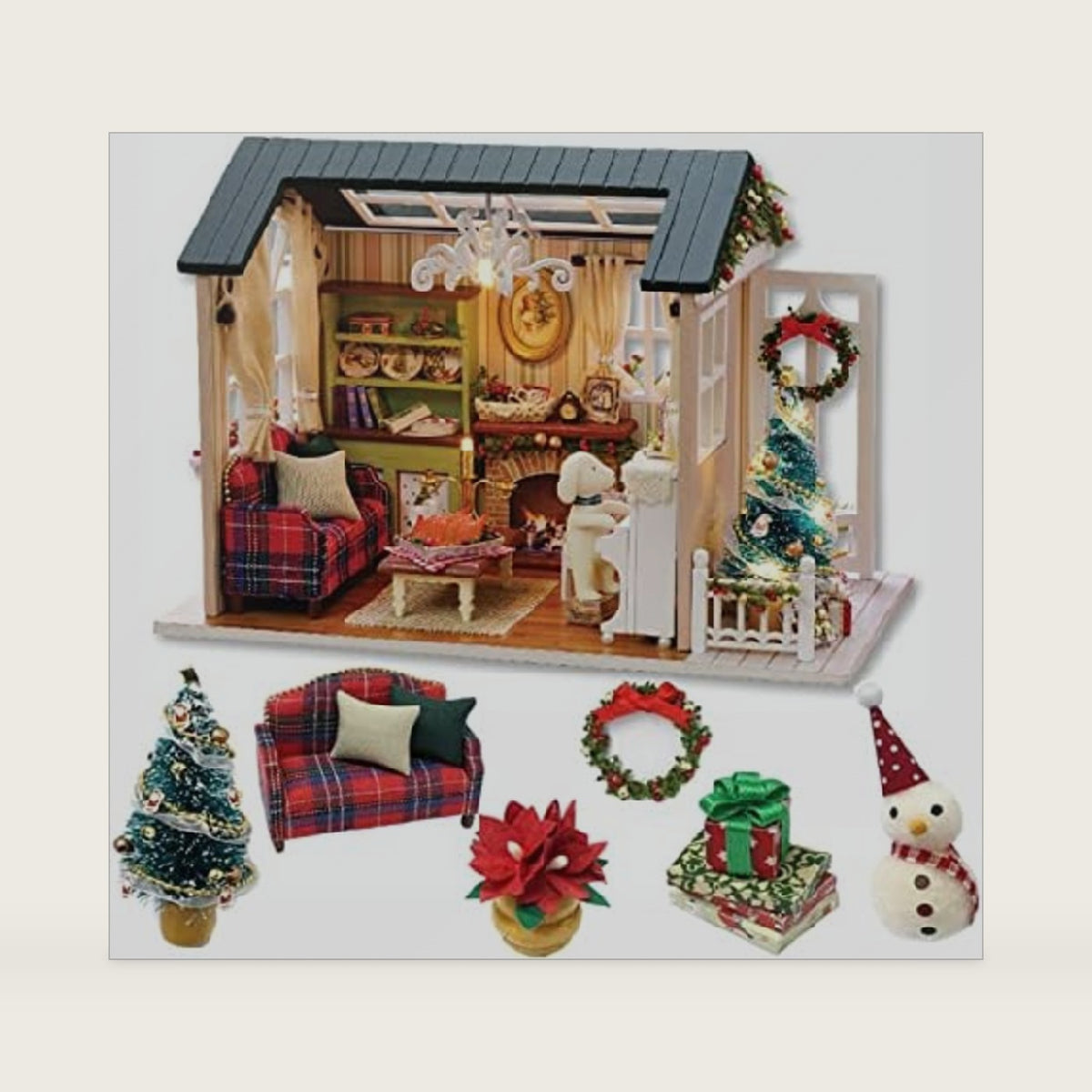 Kisoy Romantic and Cute Dollhouse Miniature DIY House Kit Creative Room Perfect DIY Gift for Friends,Lovers and Families (Sunny Holiday Time)