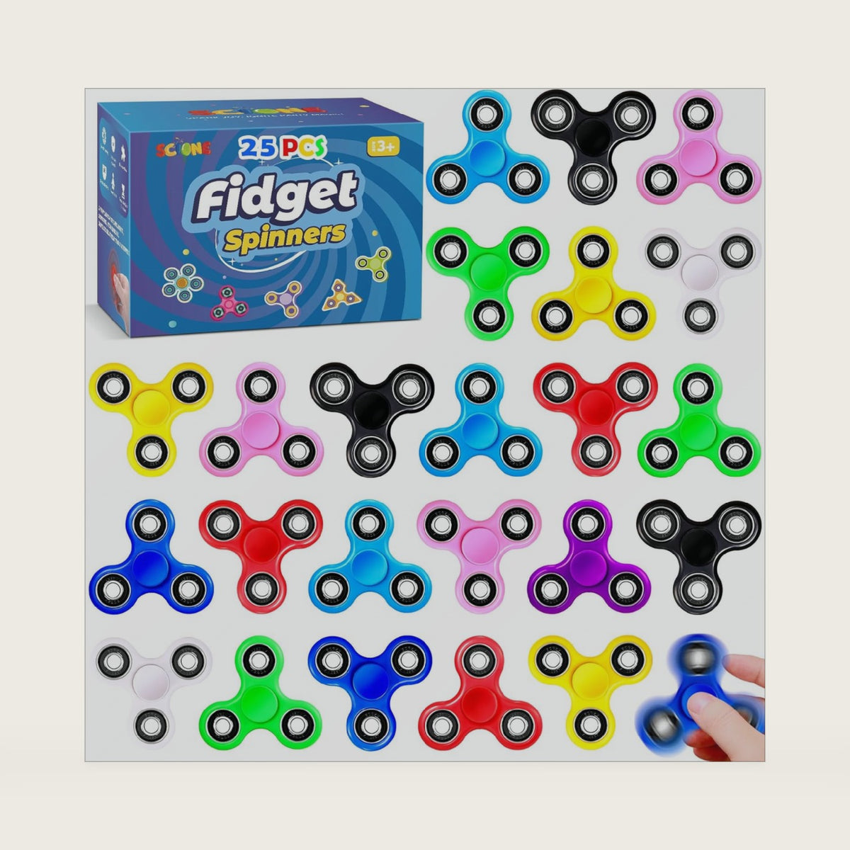 SCIONE Fidget Spinners, 25 Pack Birthday Party Gifts for Adults Kids, Treasure Box Toys for Classroom Prizes, Party Favors for Kids, Stress Anxiety ADHD Relief Fidgets Toy, Finger Hand Spinner