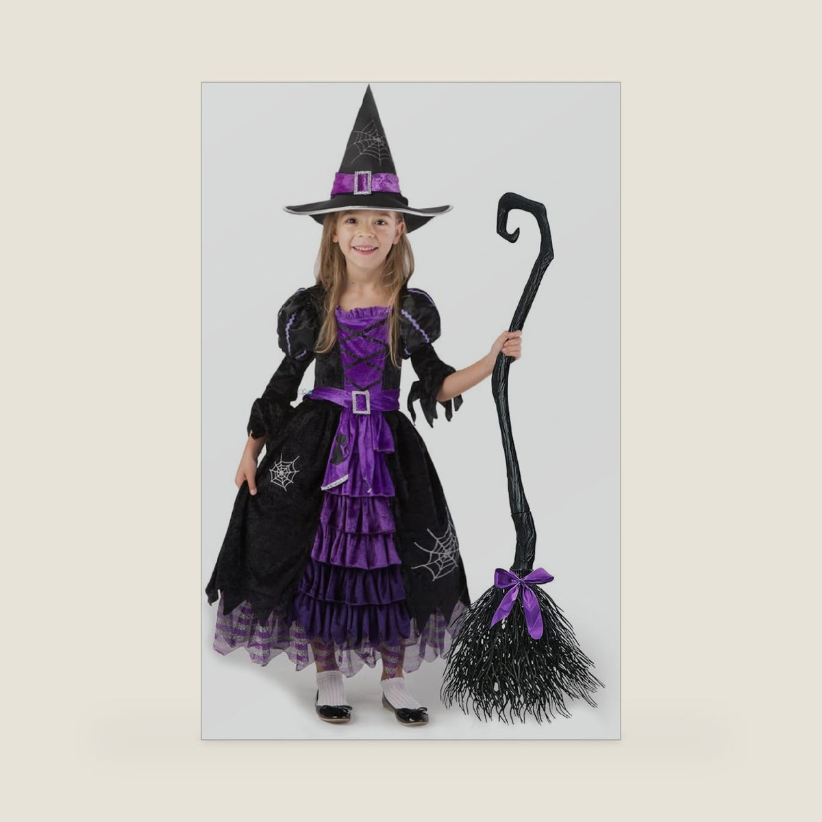 Spooktacular Creations Fairytale Witch Cute Witch Costume Deluxe Set with Broom for Girls