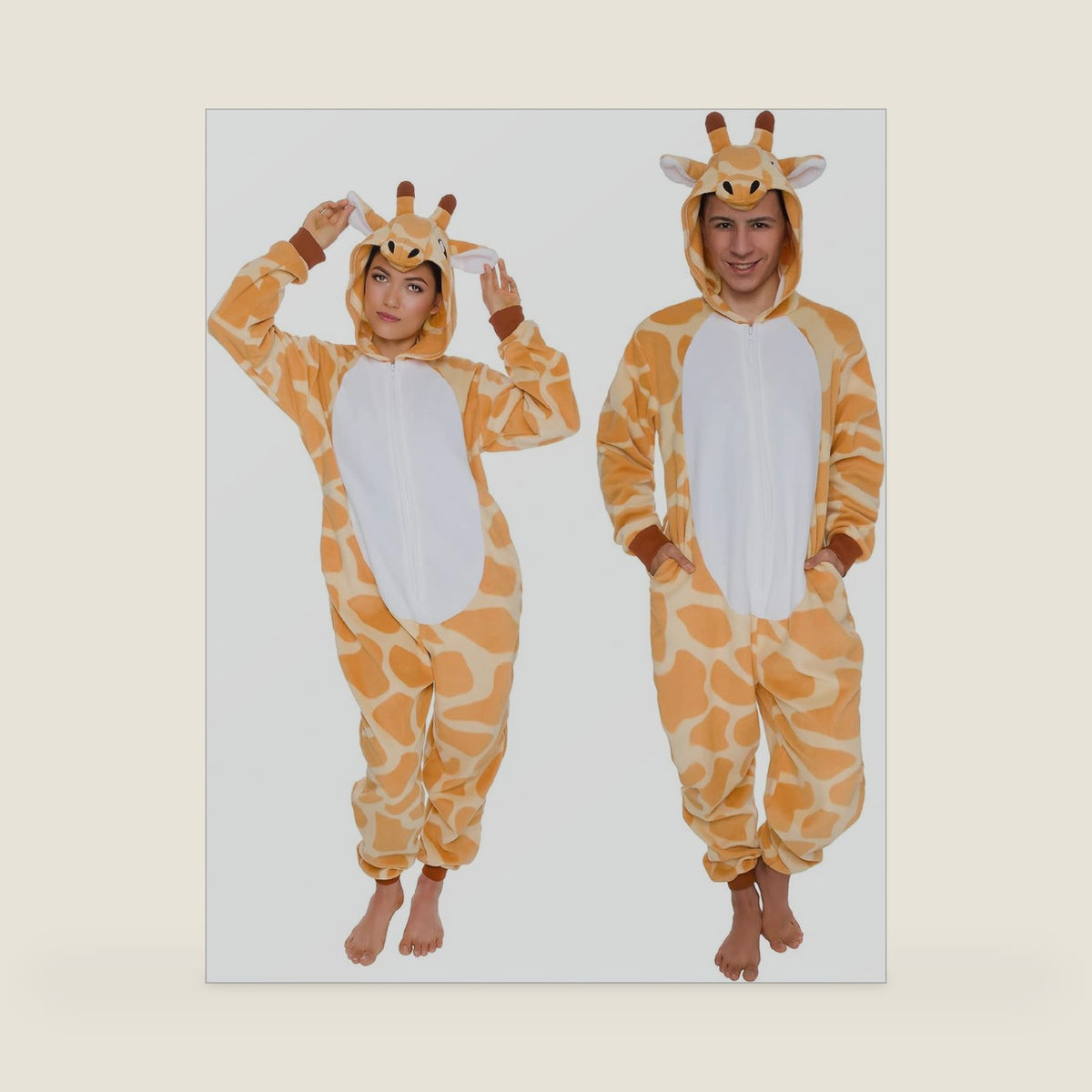 Funziez! Slim Fit Adult Onesie - Animal Costume - Plush Unisex Halloween One Piece Cosplay Suit for Women and Men