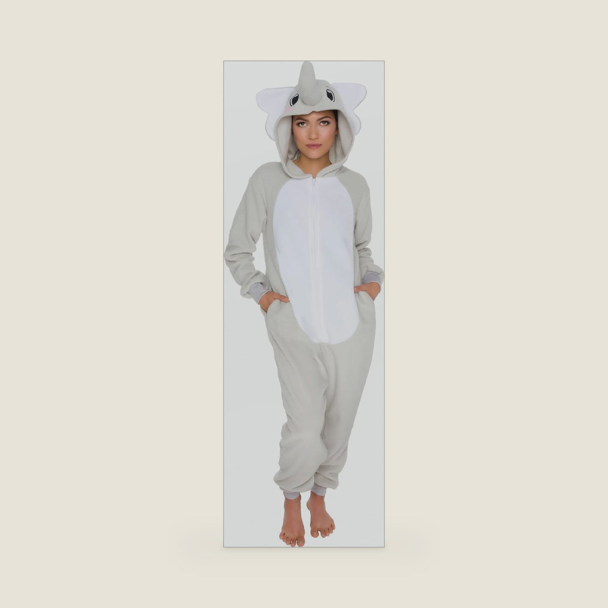 Funziez! Slim Fit Adult Onesie - Animal Costume - Plush Unisex Halloween One Piece Cosplay Suit for Women and Men