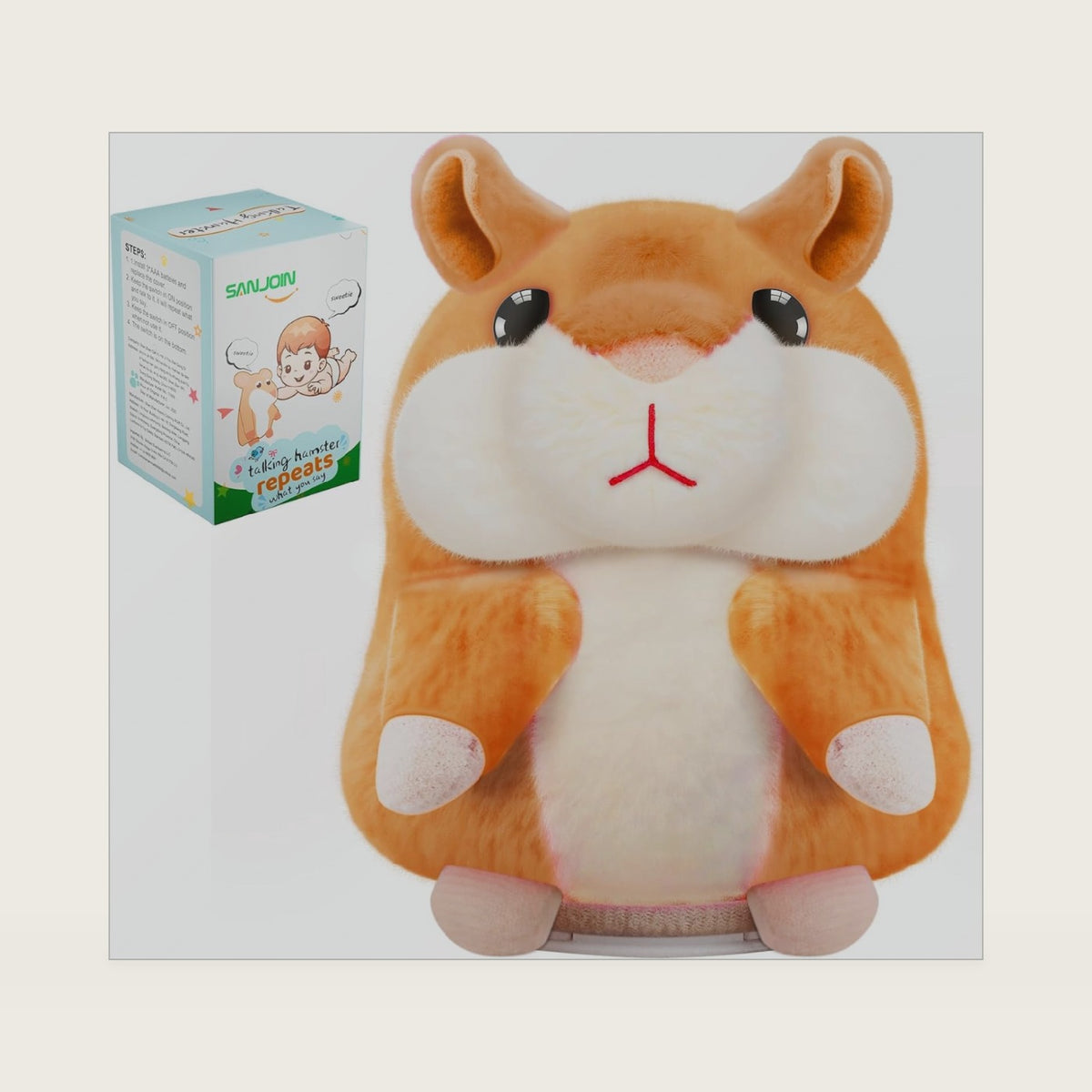 SANJOIN Toddler Kids Toys, Talking Hamster Repeats What You Say for Boys Girls, Stuffed Animals Interactive Plush Repeating Sensory Toy Gifts for 3+ Year Old Boy Girl Birthday Gift (Brown)