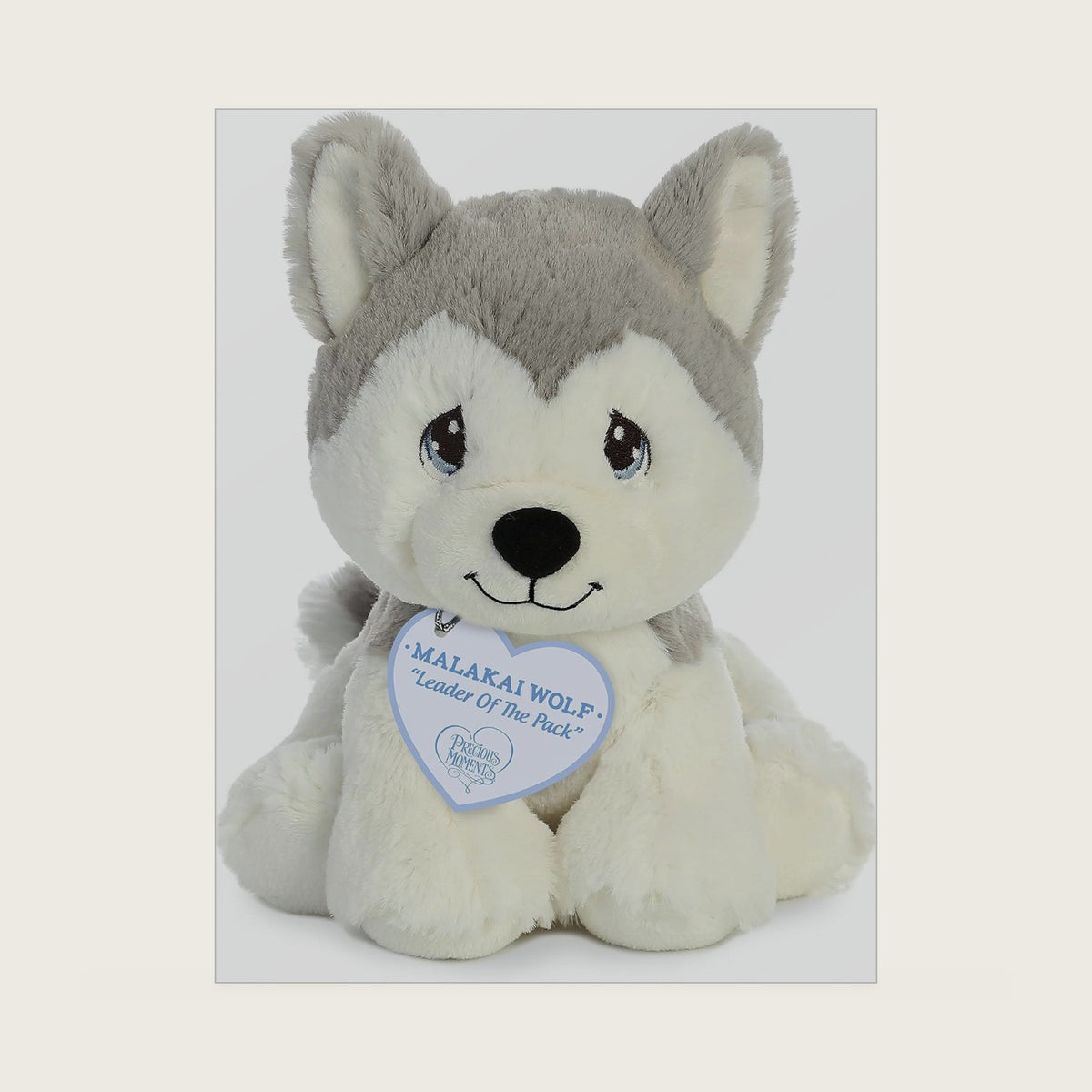 ® Adorable Precious Moments™ Malakai Wolf Stuffed Animal - Heartwarming Toy for Comforting Children - for Sentimental Gifts, Birthdays, and Adults - Gray 7.5 Inches