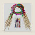 18 Pairs Bamboo Knitting Needles Set, Vancens Circular Wooden Knitting Needles with Colorful Plastic Tube, Small Tools for Weave are Included, 18 Sizes: 2mm - 10mm, 31.5" Length