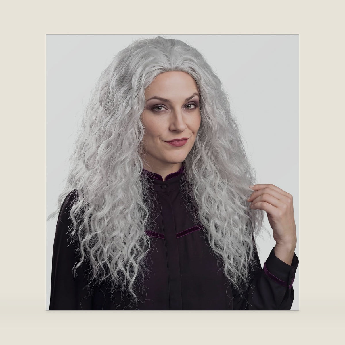 Witch Wig Old Lady Wig Women Long Grey Curly Costume Cosplay Wig