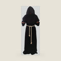 Medieval Priest Monk Robe Hooded Cloak Wizard Sorcerer Cape (XX-Large,Black Robe)