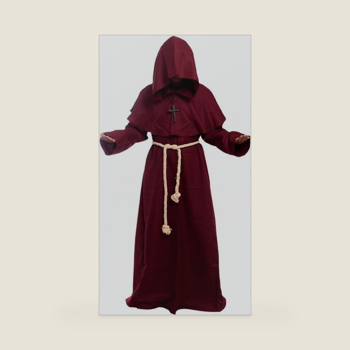 Medieval Priest Monk Robe Hooded Cloak Wizard Sorcerer Cape