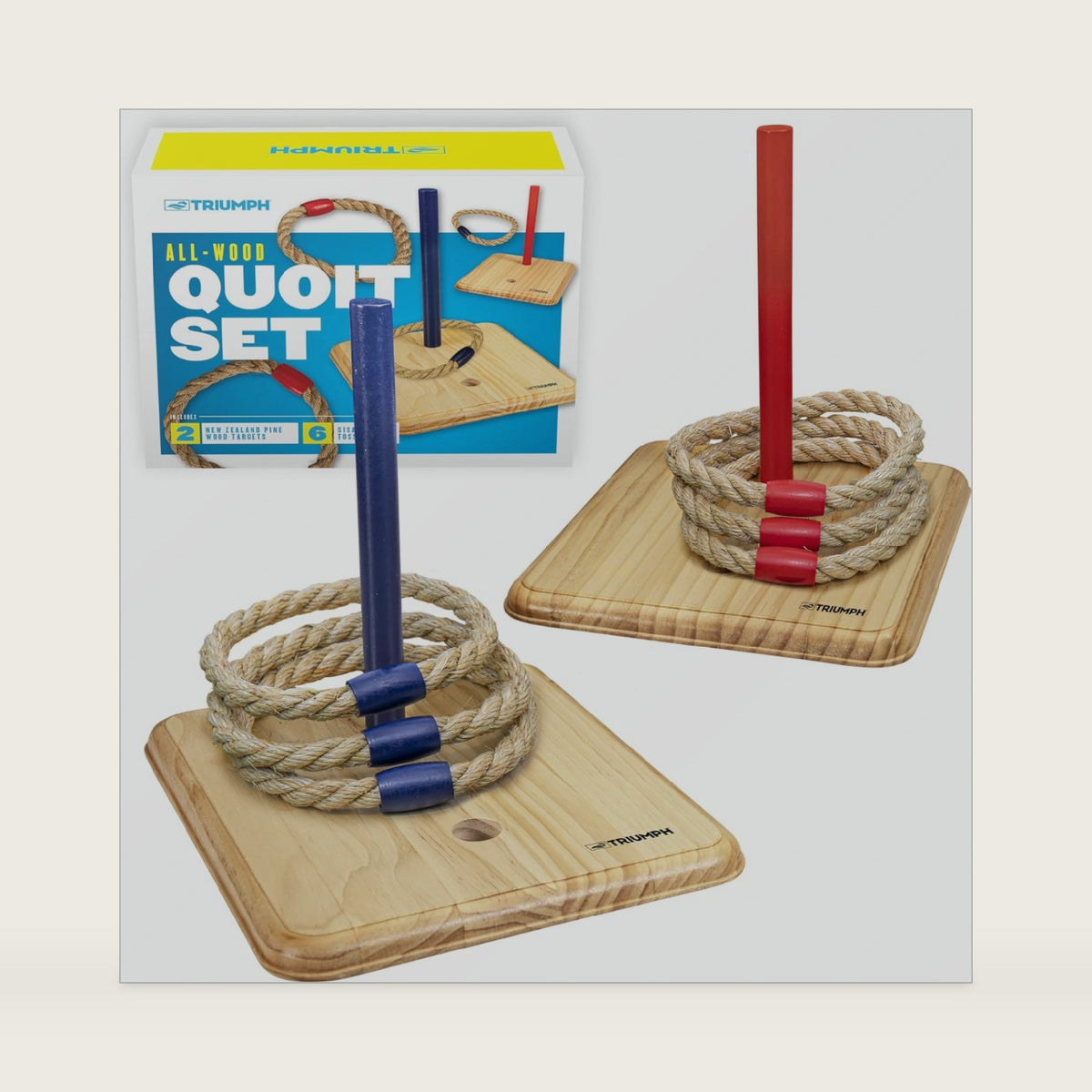 Triumph Sports Premium Quoit Set, Includes 2 Targets and 6 Sisal Rope Rings