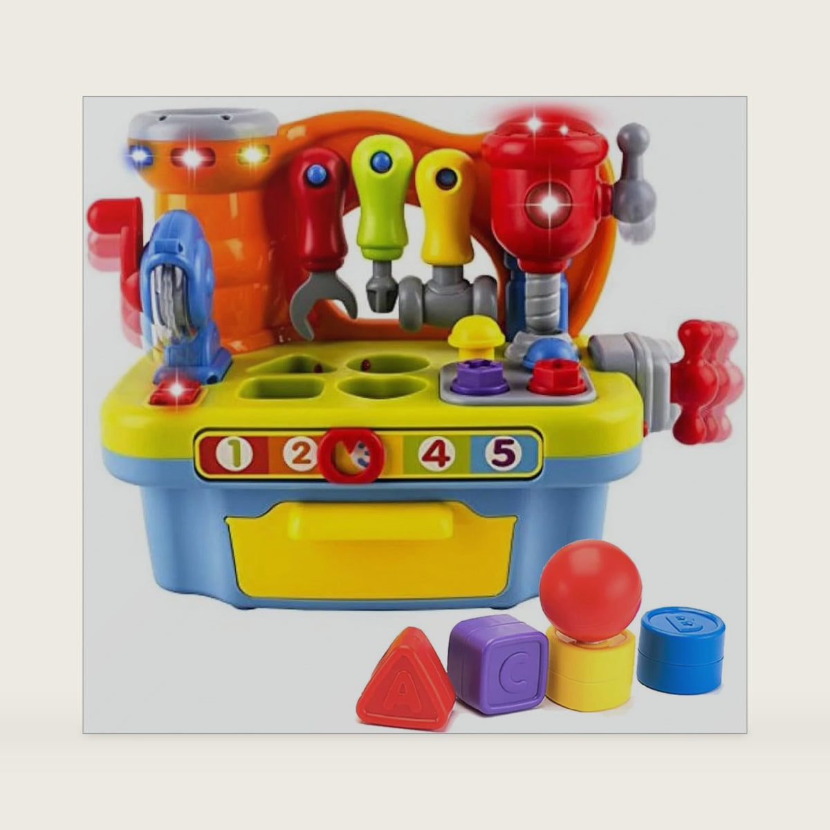 Yiosion Musical Learning Tool Workbench Toys for 1 Year Old Boy, One Year Old Boy Gifts, Toddler Tool Bench with Shape Sorter