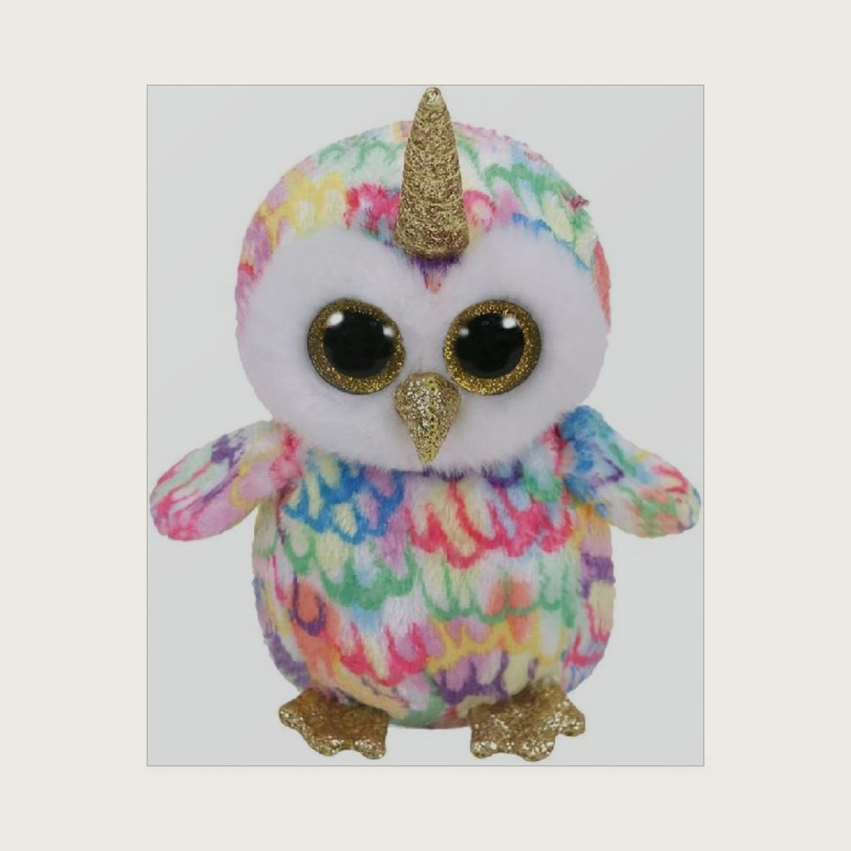 1607-36253 Enchanted OWL with Horn-Beanie BOOS, Multicolored, 15 cm