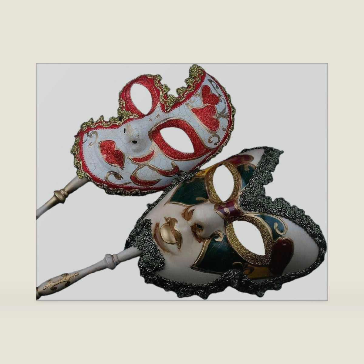 YU FENG Venetian Masquerade Mask Set, Adult Carnival Costume Mask on Stick for Mardi Gras, Masquerade Ball & Party Decor