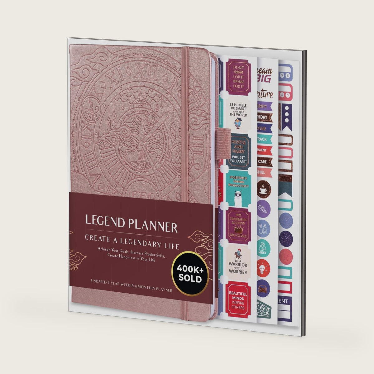 Legend Planner Undated, Weekly & Daily Goal Journal, A5 Rose Gold