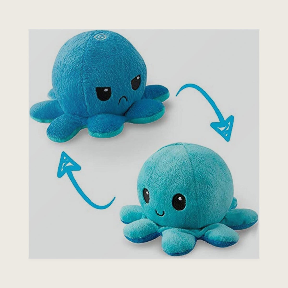 TeeTurtle Reversible Octopus Light & Dark Blue 4 Inch Flip Plushie