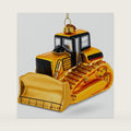 Tracked Bulldozer Construction Vehicle with Detailed Cab Glass Christmas Ornament