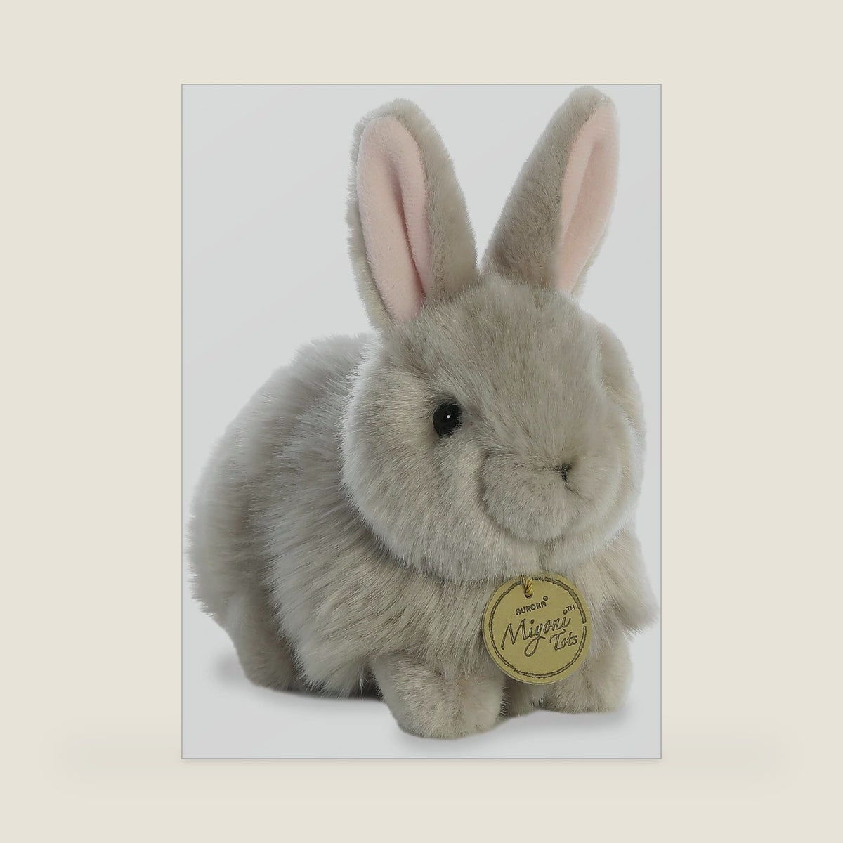 Aurora® Realistic Miyoni® Angora Bunny Grey Stuffed Animal - Lifelike Detail - Cherished Companionship - Gray 7.5 Inches