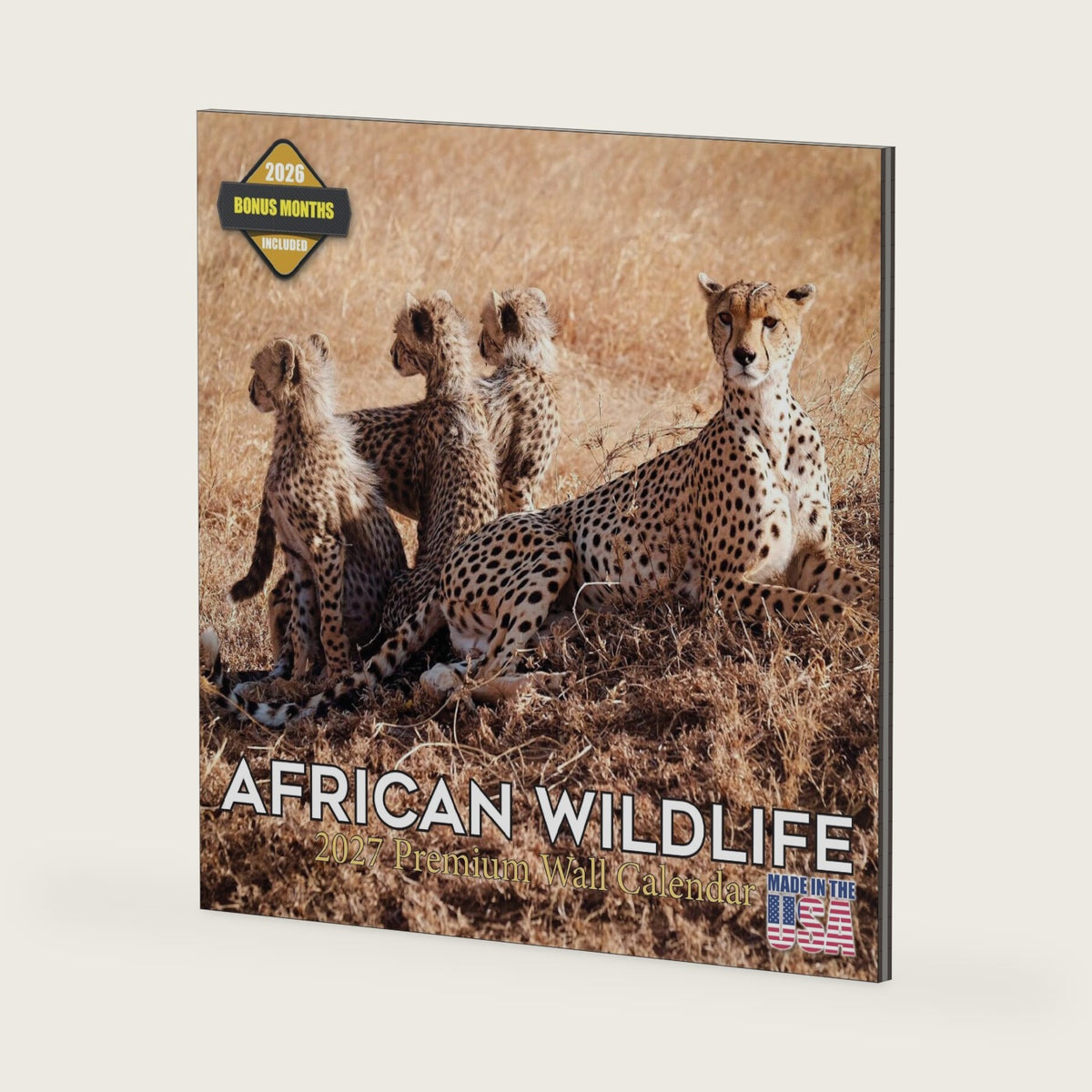 2027 African Wildlife - Wild Animal Monthly Wall Calendar, 16 Month 12x24 Wildlife Planner, Thick No-Bleed Paper, Large Grid, Giftable Animal Calendar for Teachers, Home, Office, Made in USA