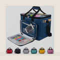 Hoshin Knitting Bag for Yarn Storage, High Capacity Yarn Totes Organizer with Inner Divider Portable for Carrying Project, Knitting Needles(up to 14”), Crochet Hooks, Skeins of Yarn (Navy)
