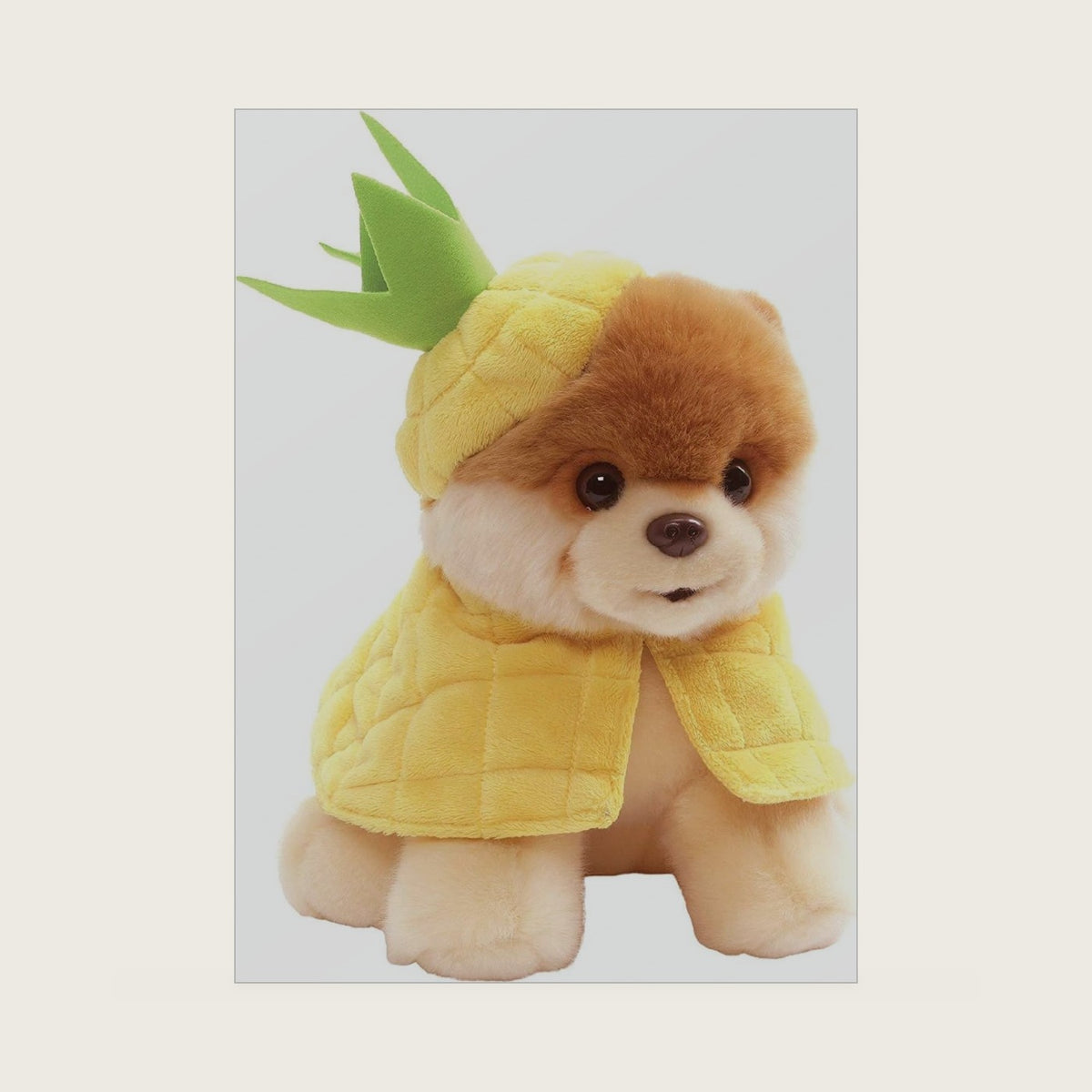 Boo World's Cutest Dog Pineapple Outfit Plush Stuffed Dog Pomeranian, 9"