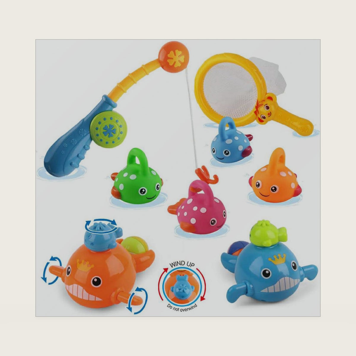 Dwi Dowellin Bath Toys Fishing Games Swimming Whales Bath Time Bathtub Toy for Toddlers Kids Fish Set Age 18months and up
