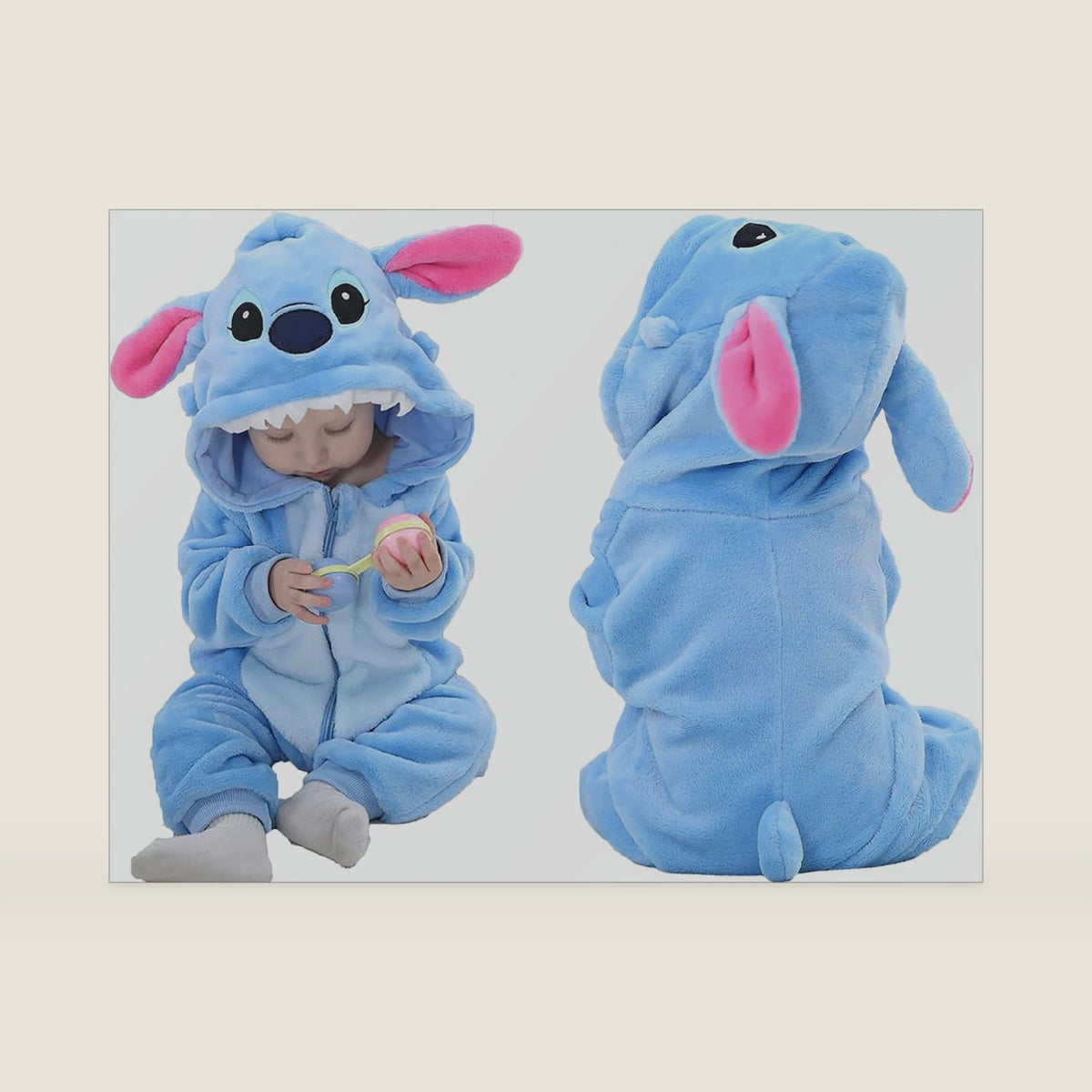 Unisex Baby Flannel Romper Animal Onesie Costume Hooded Cartoon Outfit