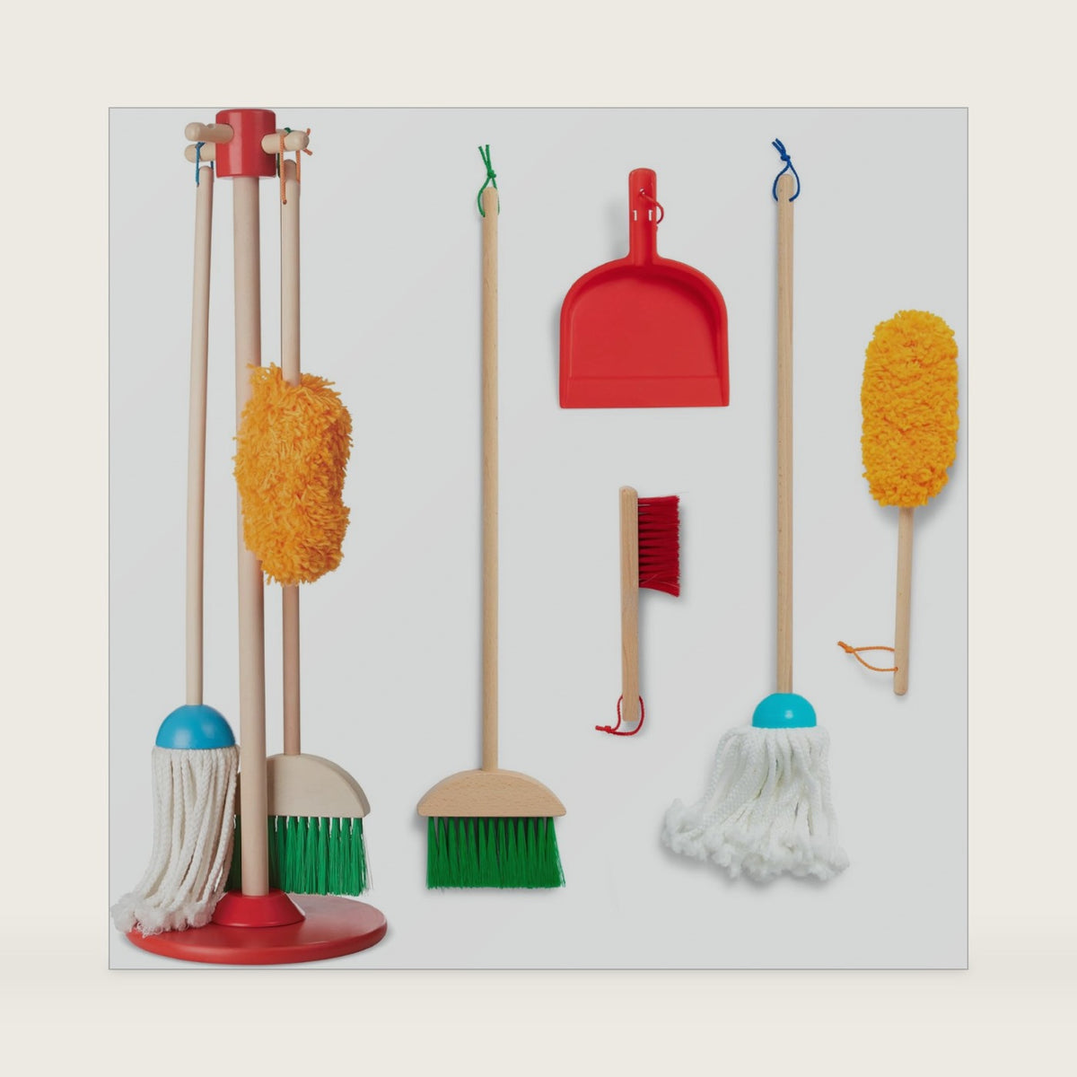 Melissa & Doug Dust Sweep Mop 6-Piece Wooden Cleaning Toy Set