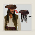 Nicky Bigs Novelties Mens Pirate Hat, Eye Patch & Earring Set for Halloween