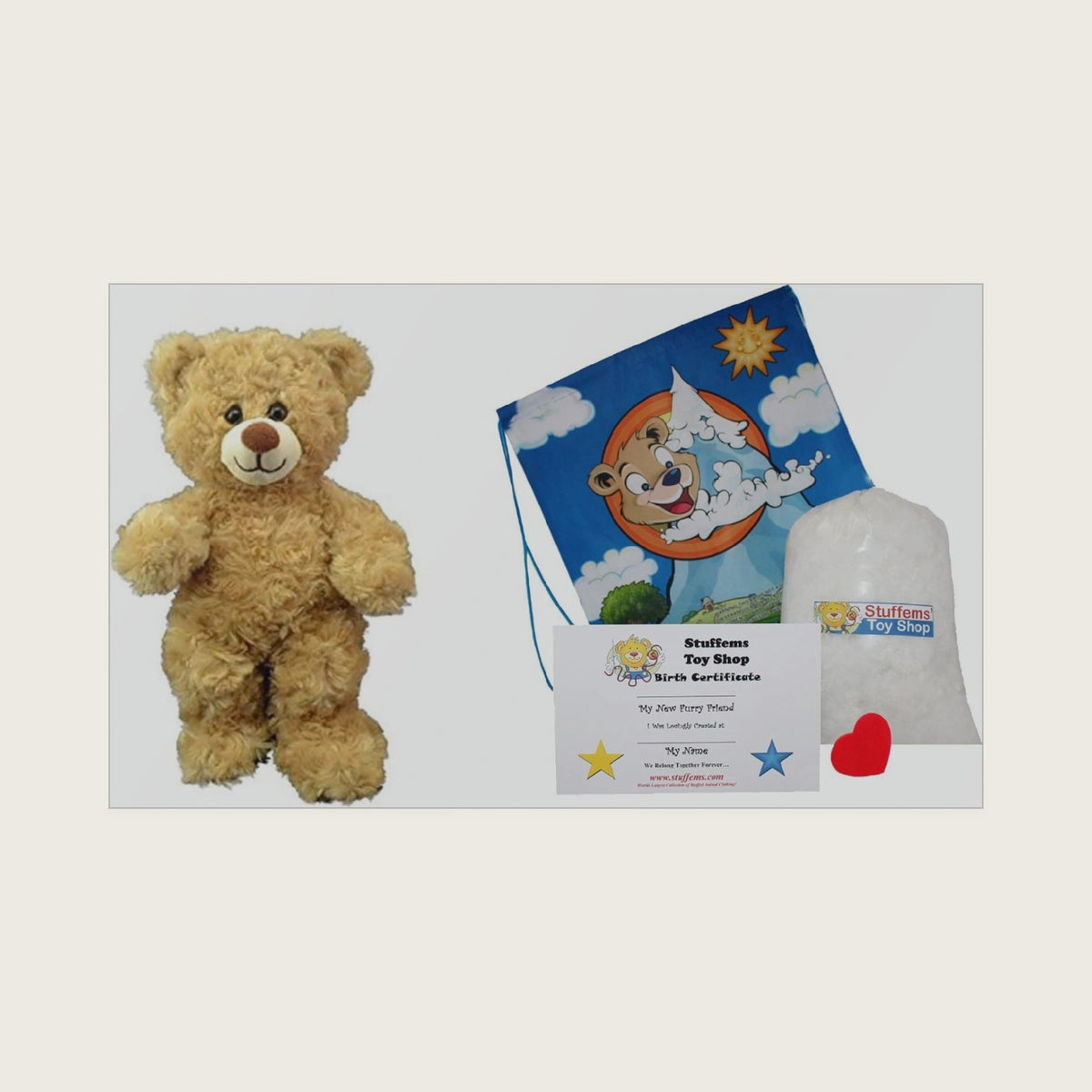 Stuffems Toy Shop Make Your Own Stuffed Animal Mini 8 Inch Very Soft Taffy the Bear Kit - No Sewing Required!