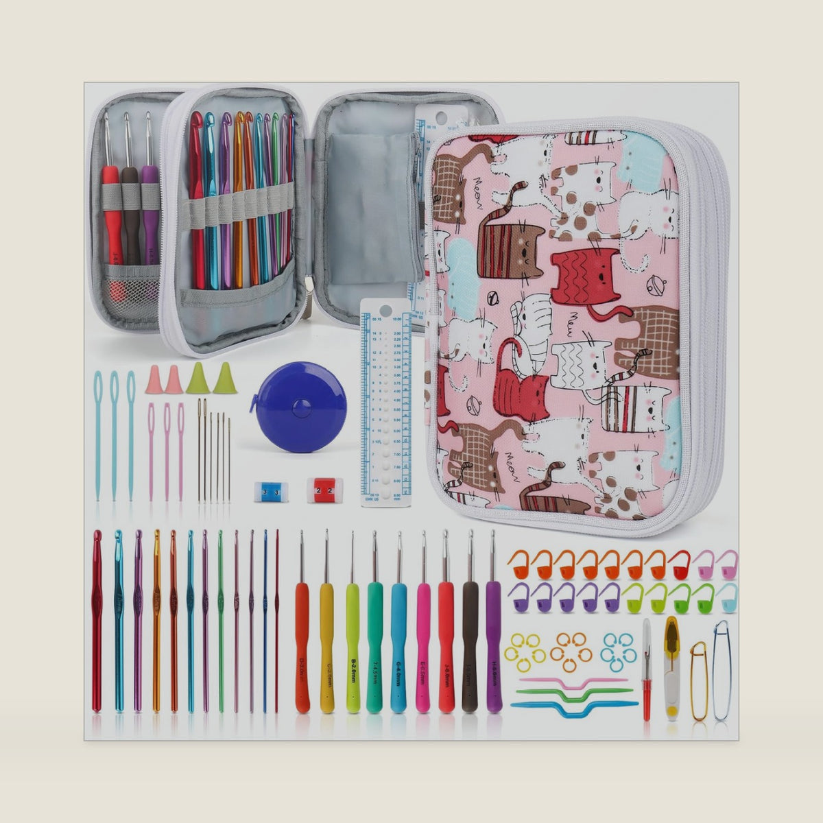Katech Crochet Hooks Set with Case, Ergonomic for Comfortable Crocheting